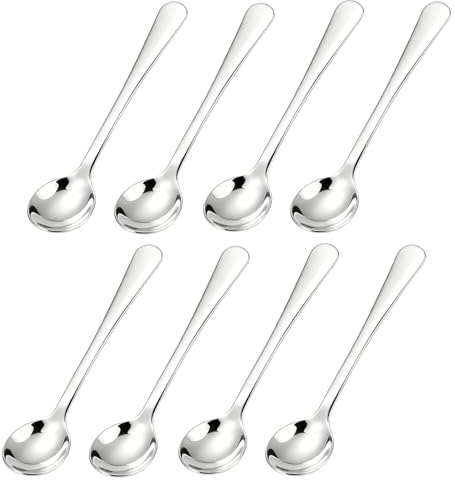 8 Stück Mini Löffel Edelstahl, 7,5 cm Kleine Löffel für Gewürze, Salz, Zucker, Espresso, 304 Edelstahl Gewürzlöffel, Spülmaschinenfest, Rostfrei, Set für Küche, Gewürzgläser, Kaffee