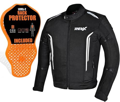 REVX Sommer Motorradjacke Herren mit CE Protektoren | Ultra Belüftet Leichte Sommerjacke mit Rückenprotektor