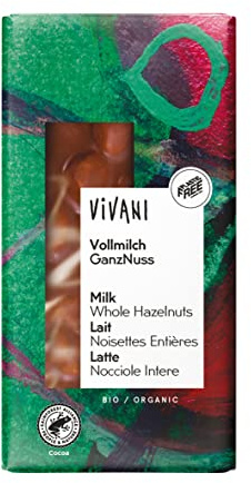 Vivani Organic Milk Chocolate with Whole Hazelnuts, 100g