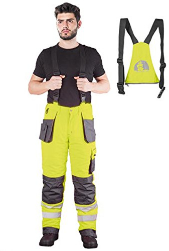 Leber&Hollman Winterlatzhose Latzhose Schutzhose Arbeitslatzhose Warnhose 2in1(LH-FMNWX-B-YSB)