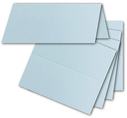 FarbenFroh by GUSTAV NEUSER 50x Tischkarten in Hellblau (Blau) - 4,5 x 10 cm - blanko - Doppel-Karten - als Platzkarten und Namenskarten für Hochzeit und Feste