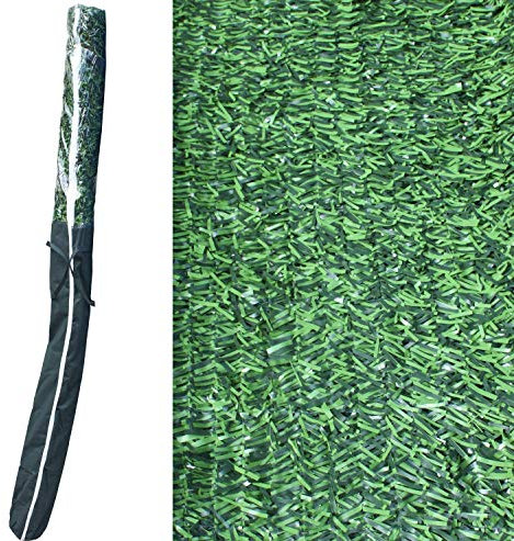 ADO - Seto Artificial Decorativo Ignífugo | 3m Largo x 2m Alto, Verde | 90 Varillas, 80% Ocultación (1- Rollo seto 3x2)