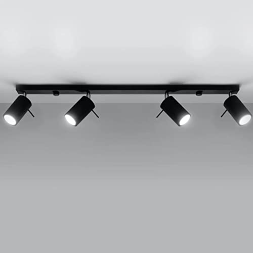 famlights Angelina Deckenspot Stahl in Schwarz, 4-flammig, GU10, 81 cm | Deckenleuchte modern Wohnzimmer-Lampe Deckenstrahler Deckenlampe edel Schlafzimmer-Leuchte Flur Esszimmer-Lampe | 4 Strahler