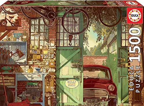 Educa - Puzzle 1500 Teile für Erwachsene | Alte Garage, 1500 Teile Puzzle für Erwachsene und Kinder ab 14 Jahren, Nostalgie, Oldtimer, Arly Jones (18005)