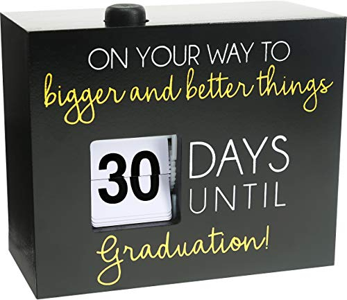 Pavilion Gift Company On Your Way to Bigger and Better Things_ Days Until Graduation – Schwarz & Gold MDF & Kunststoff 30-Tage-Countdown-Kalender