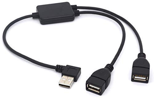 OpenII USB-Splitterkabel, Links, abgewinkelt, 90 Grad, USB 2.0, A-Stecker auf Dual-Buchse, Daten-Ladekabel, Syncing-Adapterkabel (unterstützt alle Geräte) (Links)