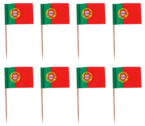 Amosfun 100 stücke Cupcake Topper Flagge Kuchen Fahnen Picks Kuchen Dekoration zahnstocher für Party Kuchen Essen käseteller vorspeisen (Portugal)