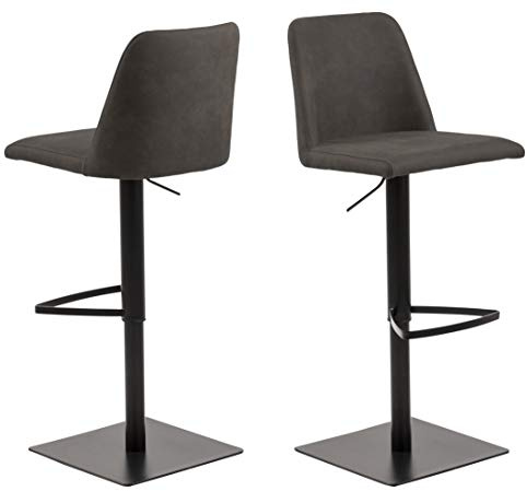 AC Design Furniture Nina Barhocker, B: 51 x T: 43 x H: 107,5 cm, Anthrazit/Schwarz, PU,1 Stk.