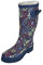 MADSea - Stivaletti da donna in gomma, motivo floreale, con stampa floreale, Multicolore (Blu scuro con stampa floreale.), 42 EU