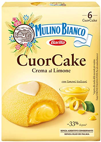 Mulino Bianco CuorCake Merenda Farcita con Crema al Limone con Limoni Italiani, Senza Olio di Palma, 6 CuorCake