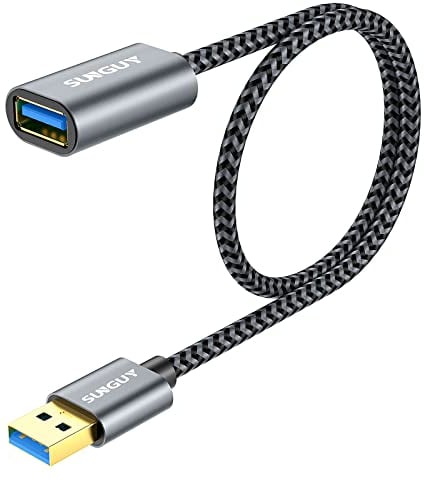 SUNGUY Cavo Prolunga USB 3.0, 0.5M 5Gbps Maschio A Femmina A Cavo Estensione USB Trasferimento Dati e Ricarica per Chiavetta USB,Hub USB,Disco Rigido,Esterno,Tastiera,Mouse,Stampante,Gamepad-Grigio