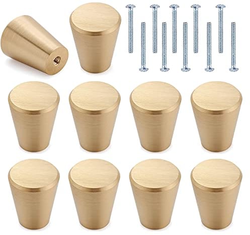 Aatpuss 10 Stück Gold Metall Schrankknöpfe,Gold Schubladengriff Mit Schrauben,Schrankknöpfe Aus Goldfarbenem Metall, Tür Küchenbeschläge Für Schubladen, Schränke, Bücherregale, Schranktüren