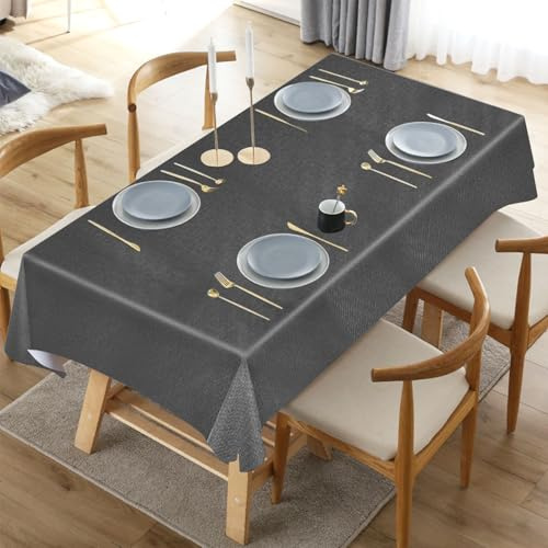 Newthinking Nappe carrée en PVC facile à nettoyer - Pour cuisine | Gris foncé, rectangulaire 180 x 137 cm, résistant aux taches et à l'huile, facile à nettoyer, flexible et doux