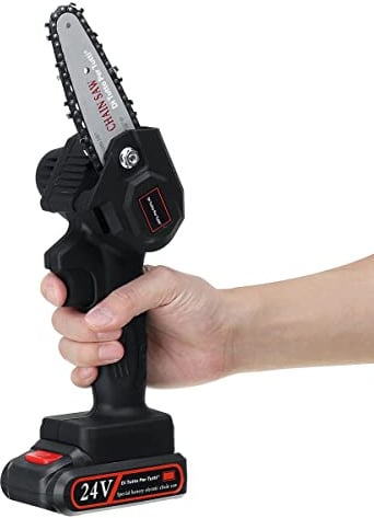 Di Tutto Per Tutti® Motosega A batteria 24V Ricaricabile Con Catene 4 Pollici |Mini Motoseghe Elettrico Portatile velocità Di Taglio Regolabile,per Il Taglio Dei Rami Di Albero 15CM