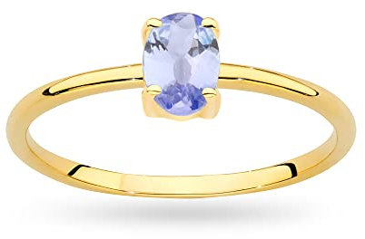 MARKO Damen Gold Verlobungsring mit Tansanit 0.40Ct | 14 Karat Gold (585) | Goldring mit Box | Goldring für Frauen (Tansanit, 68 (21.8))