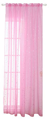 ORFOFE 1pezzo Tende Trasparenti Argentate Per Cameretta Decorazione Rosa Grommets Per Stanze