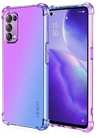 WILLIS TPU Silikon Handyhülle für Oppo Find X3 Lite, Durchsichtig Farbverlauf Case, Anti Drop und Anti Scratch 6.43 Schutzhülle Blau Lila