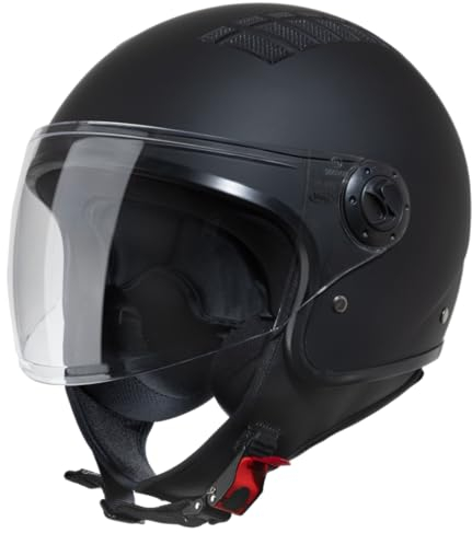 VINZ Como Casque Jet avec Visière Certifié ECE 22.06 | Casque de Scooter Idéal pour Scooter & Vespa | Hommes et Femmes | Casque de Moto Confortable XS-XL - Noir Mat