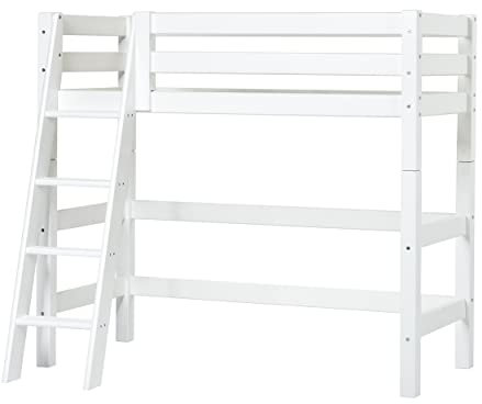 Hoppekids ECO Luxury Mittelhochbett 70x160 cm, schräge Leiter, Weiß