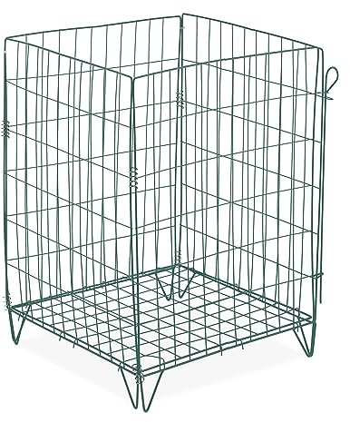 Relaxdays Metal Compost Bin Compostador de Alambre con Patas, Compostera Hojas, Jaula Compostaje Base Alta, 68x46x46cm, Acero, Verde, 68 x 46 x 46 cm