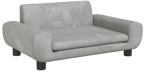 vidaXL Kindersofa, Couch für Kinder, Kindercouch mit runden Kanten, Kindersessel Minisofa Polstersofa Kindermöbel Sofa Kinderzimmer, Hellgrau Samt