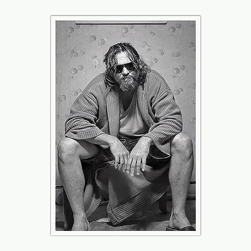 AWTJIS Arte de pared para decoración de baño – Divertidos carteles de la película The Big Lebowski – Impresión en lienzo de imágenes de amigo en el inodoro – Decoración de pared vintage funky en