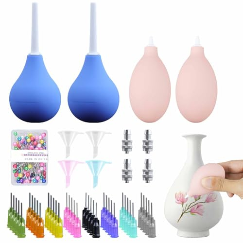 152Pcs Slide Trailer Bottles for Pottery, Ceramic Precision Applicators Ceramic Precision Applicators Pottery Bulb Applicator Needle Tip Glue Applicator Clay Tools Set DIY Pottery Applicator Bottles