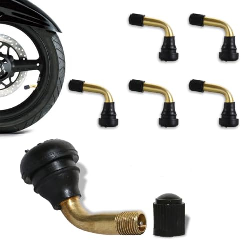 BZKSER PVR70 Roller Ventil, Reifenventil 90 Grad - 6Pcs Messing Tubeless Ventil, für Motorräder, Autos, Fahrräder, Motorroller