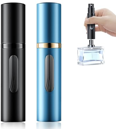 xiaowanwan 2 Piezas 5ml Atomizador Perfume Recargable,Pulverizador Perfume Viaje,Botella Perfume Rellenable,Botella de Spray de Perfume (5ml (Negro+Azul))