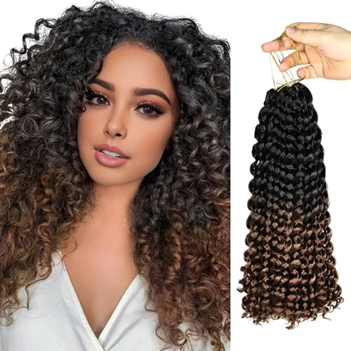 BECUS 5 Stück Crochet Hair für Schwarze Frauen Jamaican Bounce Wand Curl Crochet Braids 14 Zoll Kurz Gehäkelt lockiges Flechten Synthetische Haarverlängerungen(Schwarz/Braun #1B/30)