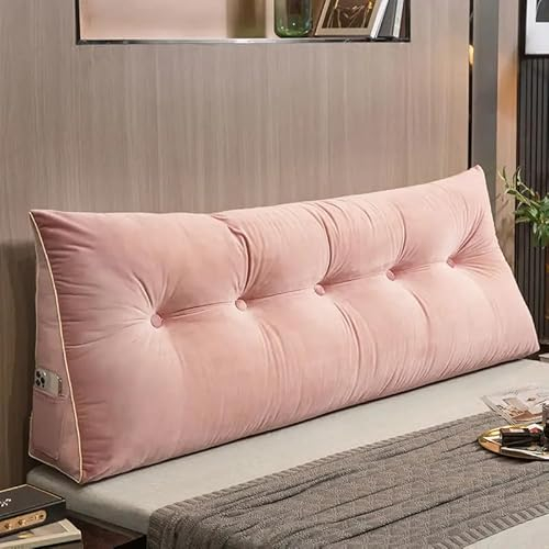 Bettkissen Rückenlehne, Ergonomie Lang Keilkissen, Weich Lesekissen für Bett und Sofa, Hohen Rückenkissen Kissen Nackenstützkissen Rückenstützkissen Lendenkissen für Kopfteil,Rosa,100*50*20cm