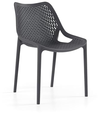 BrackenStyle Oxy Polypropylene Stackable Side Chair, Anthracite | Durable, Commerical, Easy Clean, Plastic