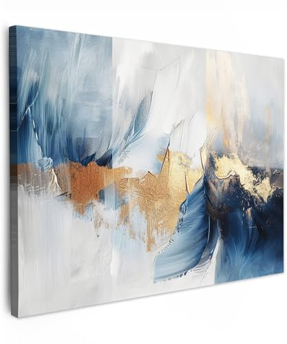 MuchoWow© Impressions sur Toile 40x30 cm Deco Tableau Murale Decoration Salon Peinture Tableaux Chambre Toiles Maison Or - Bleu - Aquarelle - Art - Moderne