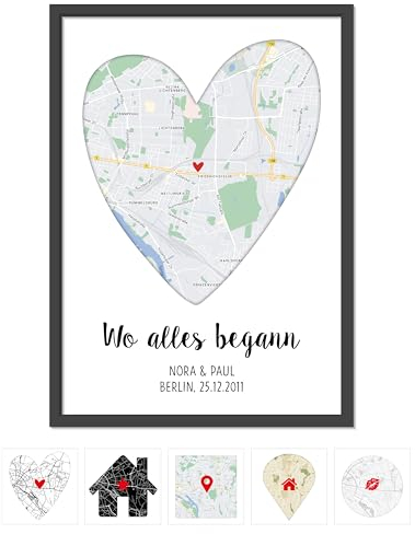 OWLBOOK® Personalisierte Geschenke für Frauen Männer | Geschenk für Ihn Sie | Partner Geschenke zum Valentinstag Jahrestag | Valentinstagsgeschenke | Wo alles begann | Bild optional mit Rahmen