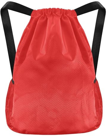 IHLOOTD Rucksack Beutel, Kordelzugbeutel Damen, Turnbeutel Herren, Sportbeutel Groß, Schwimmbeutel Wasserdicht, Beutel mit Kordelzug für Unisex, Sport, Fitnessstudio (Rot)