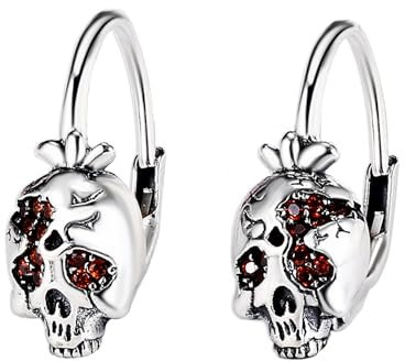 Totenkopf Ohrringe Silber 925 Totenkopf Creolen Ohrringe Granatapfel Totenkopf Gothic Schmuck Damen