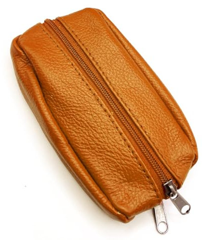 Charmoni - Portefeuille Homme - Porte Monnaie - avec Anneau Porte clé - Multi Poches zippée - en Cuir véritable - Homme Femme (Camel)