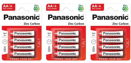 PANASONIC Lot de 3 Blisters de 4 Piles Red Zinc-Carbon AA LR06-1,5 V