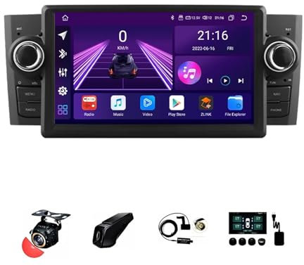7 Pollici 2 Din Android 13 Auto Stereo Radio Per Fiat Grande Punto Linea 2007-2012 con Car Play senza fili GPS Telecamera Posteriore Comandi al volante Bluetooth(T1[1+16G])