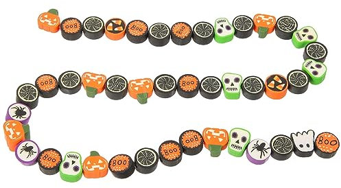 Tofficu 40 Pcs Halloween Polymer Clay Beads: Necklace Choker Beads for Bracelets Halloween Decor, Letter Bracelet DIY for Jewelry Making
