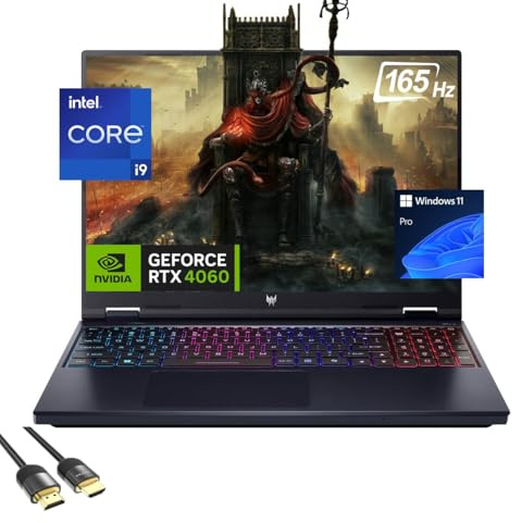Acer Predator Helios Neo 16 Gaming Laptop, 16 WUXGA 165Hz IPS, Core i9-14900HX, GeForce RTX 4060, 32GB DDR5, 1TB PCle 4.0, 4-Zone RGB KB, WiFi 6E, TB 4, RJ45, US Version KB, PDG HDMI, Win 11 Pro