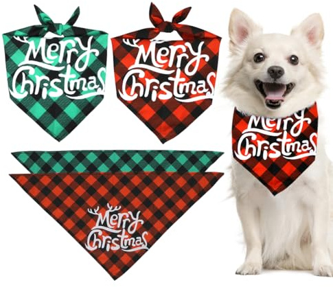 2 Stück Hundehalstuch, Weihnachtshalstuch Hund, Kopftücher für Hunde, Bandana Hund für Weihnachten, Dreieckslätzchen für Hunde, Hunde Weihnachten Geschenke
