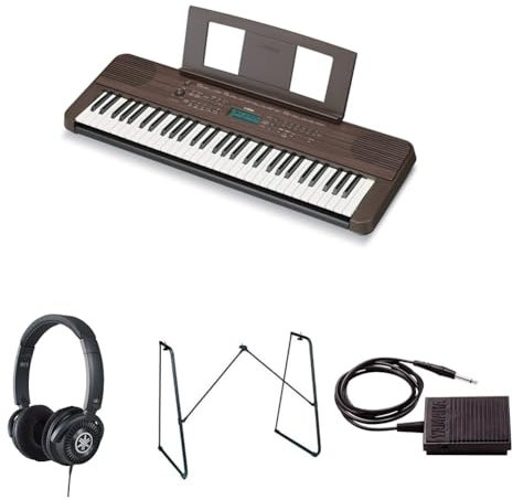 YAMAHA PSR-E360 Portable Keyboard bundled with HPH-150 Headphones, L-2C Keyboard Stand, and sustain Pedal
