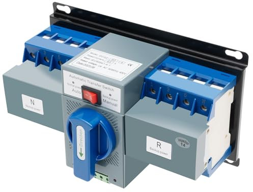 MEELRYD Dual Power Interruptor de transferencia automático, 4P 63 A AC 220 V, interruptor automático, conmutador de corriente de emergencia, interruptor de carga, conmutador de red, fuente de