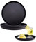 Rongxze 3 Pièces Plateau de Service Rond, 29cm Noir Plateau Rond en Plastique, Bord Haut Plateau de Décoration Rond pour Maison Bar Restaurant Service Boissons Cafe Desserts Charcuterie