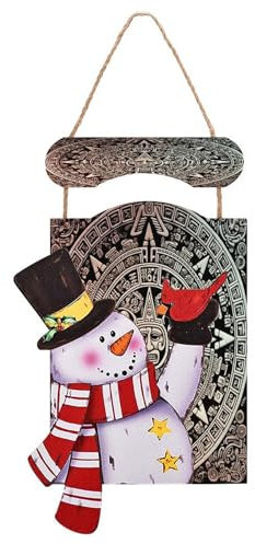 Peinture de Noël à suspendre, peinture en bois à suspendre, avec calendrier maya de la fin du monde, décoration murale à suspendre, pour Noël, fête d'hiver, décoration de porte d'entrée