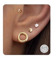 Adramata 4 Paar Ohrstecker Silber 925 Klein Silber Ohrringe Damen CZ Ohrstecker Gold Hypoallergene Ohrringe Knorpel Stecker Gold Silber Helix Tragus Ohrringe Silber 925 Stecker für Mehrere Piercings,2