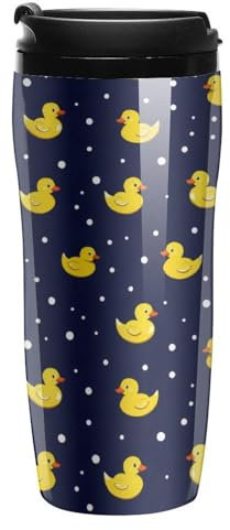 Yellow Rubber Duck Travel Mug Print Coffee Cup Tumbler Coffee Mug for Hot Cold Drinks 350ml