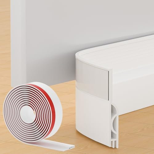 Türdichtung Zugluftstopper für Türen, NEU Türdichtung Unten Selbstklebend Tür Zugluftstopper, Silikon Haustür Dichtung Luftzugstopper, für Schallschutz, Windschutz, Staubschut (2M,Weiß)