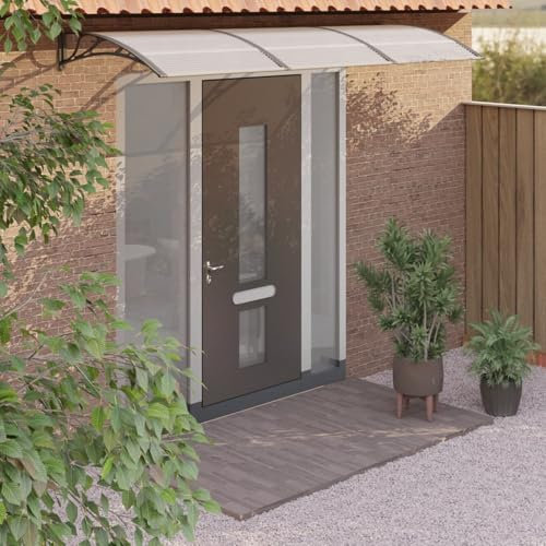 Rainery Auvent de Porte Noir 300x100 cm Polycarbonate, Marquise de Fenêtres Auvent de Porte pour Extérieur